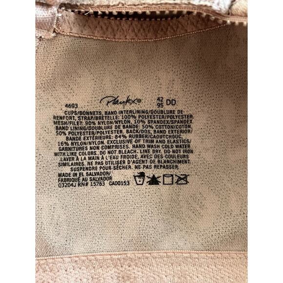 Playtex 18 Hour 4693 Wireless Bra 42DD Beige Full Coverage Comfort Support - Picture 3 of 4